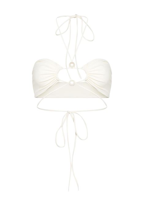 White pearl-detail bandeau bikini top - MAGDA BUTRYM women MAGDA BUTRYM | 987424CRM